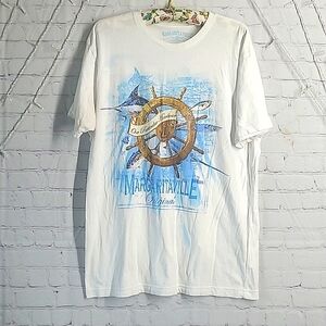 Margaritaville Swordfish Marlin Ship Wheel White Classsic Tee Tshirt Mens Sz XL